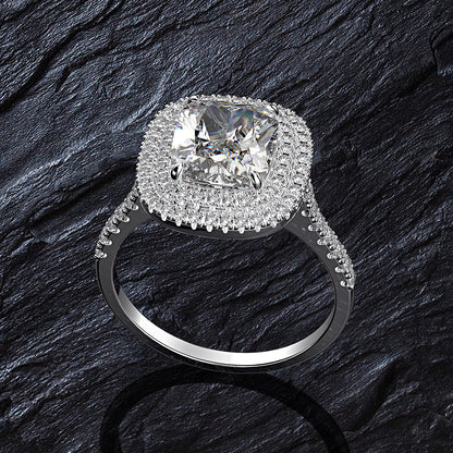 Regal 3.0 Carat Cushion cut 2pc Wedding Ring Set for Women in Sterling Silver