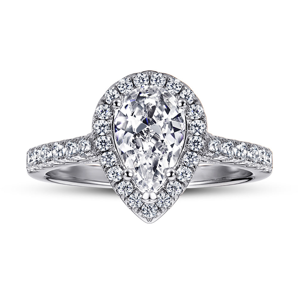 Romantic 1.5ct Pear cut 2pc Wedding Ring Set for Women in Sterling Silver