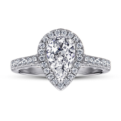 Romantic 1.5ct Pear cut 2pc Wedding Ring Set for Women in Sterling Silver