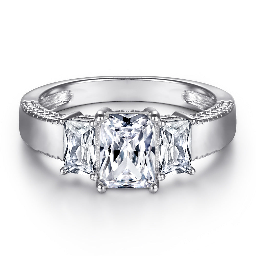 Sophisticated Emerald cut 3.0ct 2pc Wedding Ring Set in Sterling Silver