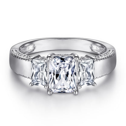Sophisticated Emerald cut 3.0ct 2pc Wedding Ring Set in Sterling Silver