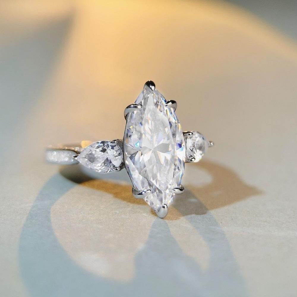 Regal 7.0 Carat Marquise Cut Engagement Ring for Women in Sterling Silver