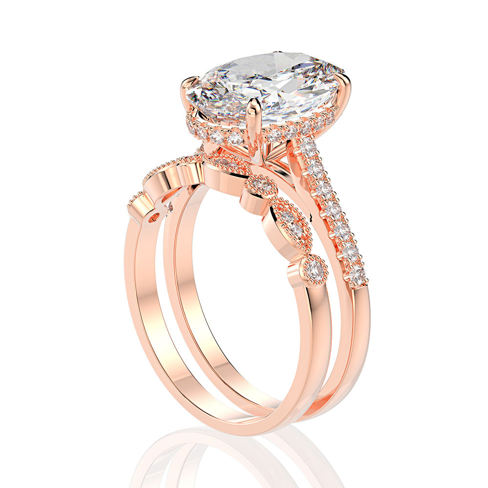 Regal 4.0ct Oval cut 2pc Wedding Ring Set for Women in Sterling Silver