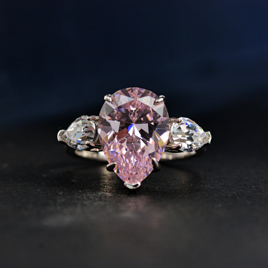 Regal 6.0ct Pear cut Engagement Ring for Women in Sterling Silver