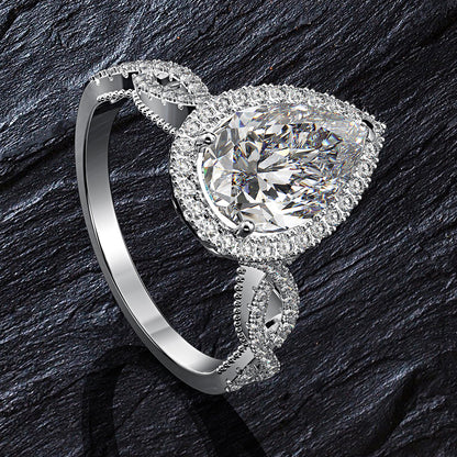 Regal 2.0 Carat Pear cut Engagement Ring for Women in Sterling Silver