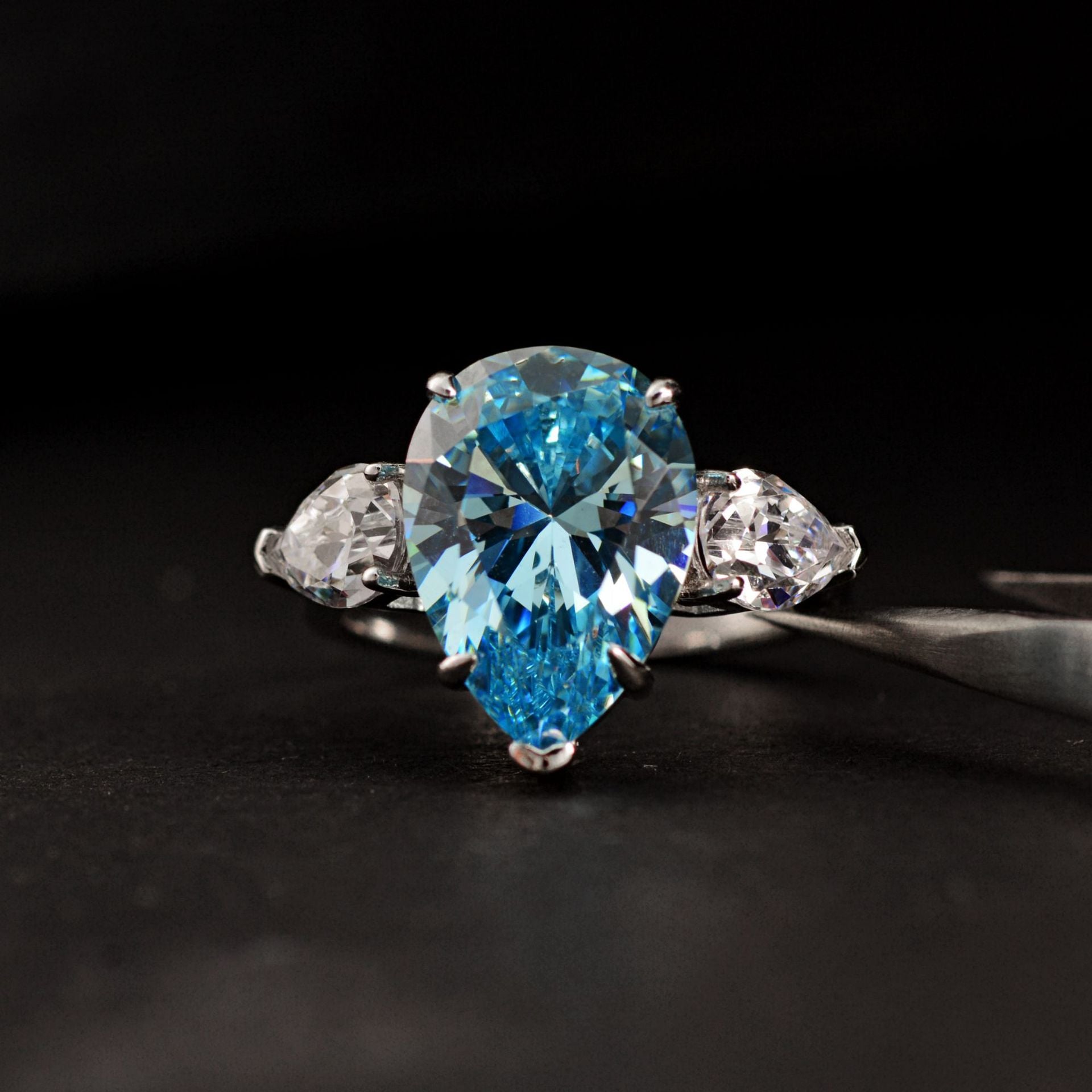 Regal 6.0ct Pear cut Engagement Ring for Women in Sterling Silver