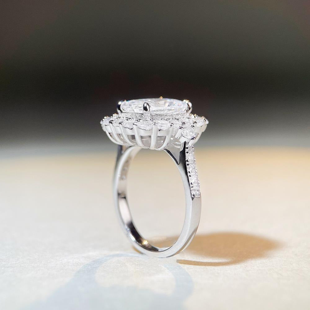 Sophisticated 3.0ct Emerald cut Engagement Ring in Sterling Silver