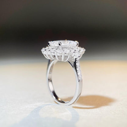 Sophisticated 3.0ct Emerald cut Engagement Ring in Sterling Silver