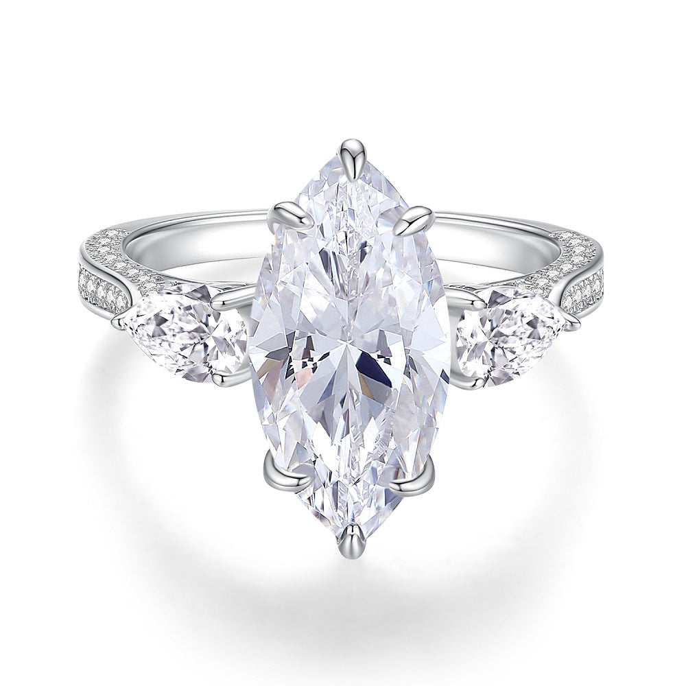 Regal 7.0 Carat Marquise Cut Engagement Ring for Women in Sterling Silver