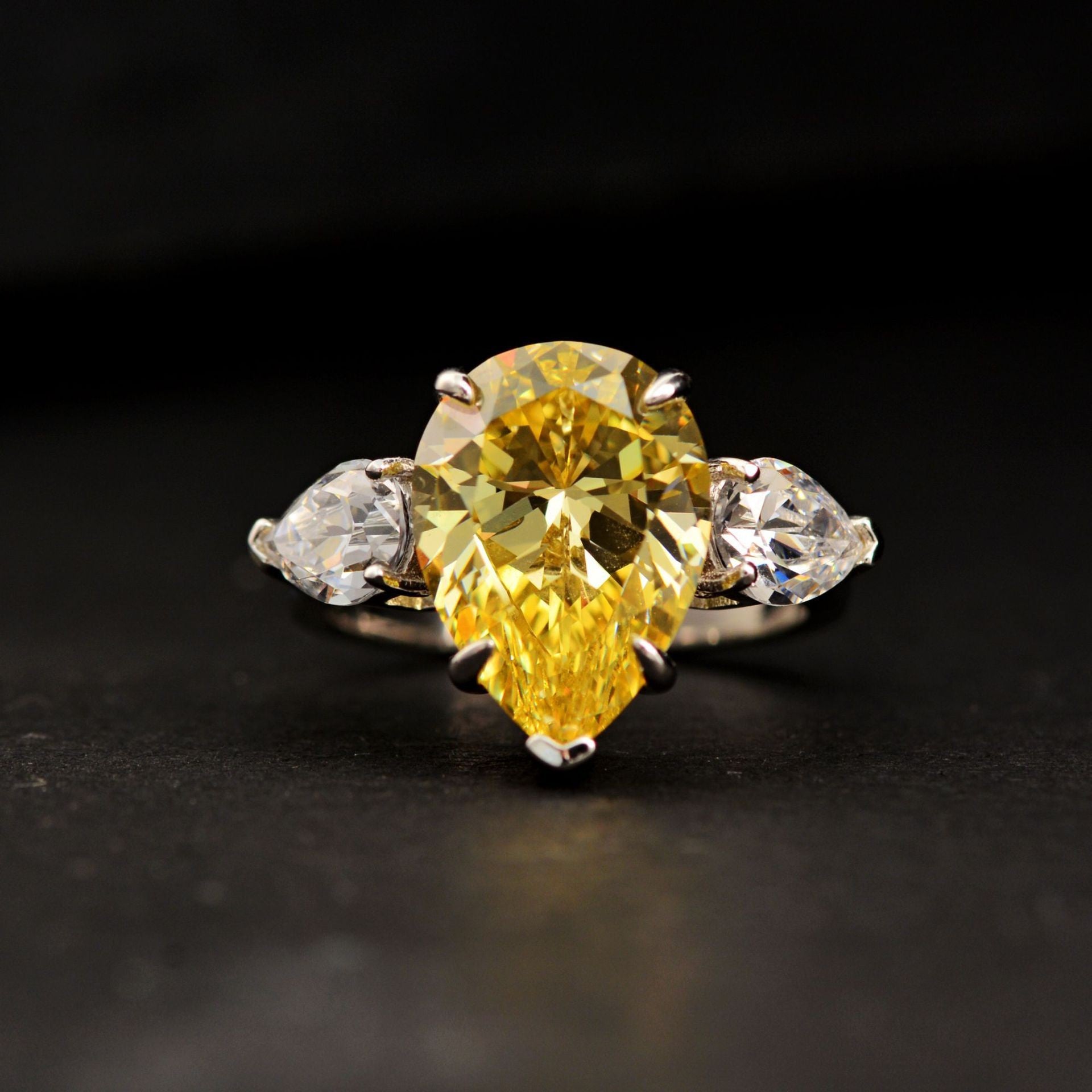 Regal 6.0ct Pear cut Engagement Ring for Women in Sterling Silver