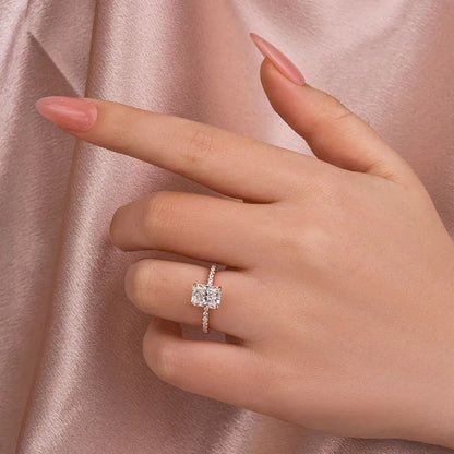 Dazzling Union 3.5ct Radiant Cut Engagement Ring in Sterling Silver