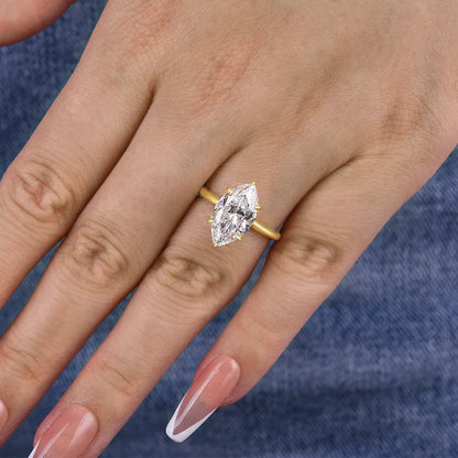 Majestic Bloom 3.0 Carat Marquise Cut Engagement Ring in Sterling Silver