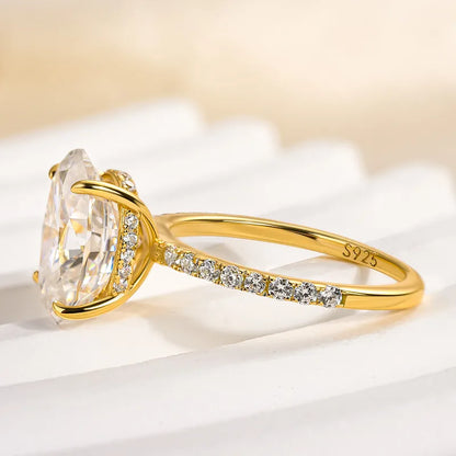 Majestic Bloom 4.0 Carat Oval Cut Engagement Ring in Sterling Silver