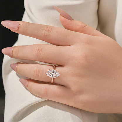 Majestic Bloom 3.0 Carat Marquise Cut Engagement Ring in Sterling Silver
