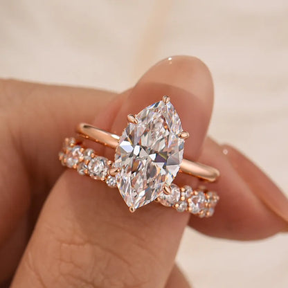 Pure Devotion 4.0ct Marquise Cut Wedding Set in Sterling Silver