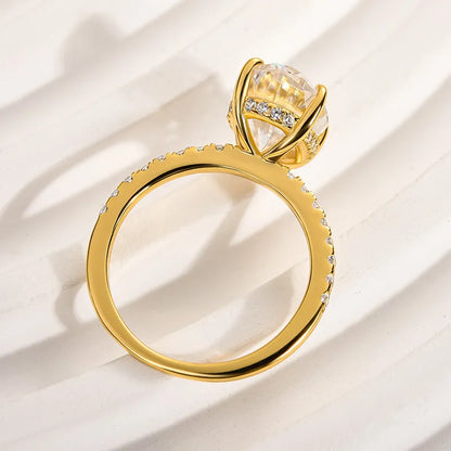 Majestic Bloom 4.0 Carat Oval Cut Engagement Ring in Sterling Silver