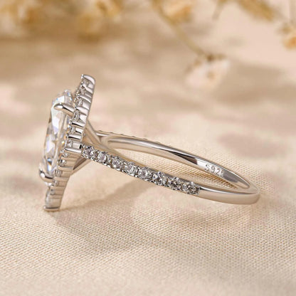 Majestic Bloom 3.0 Carat Pear Cut Engagement Ring in Sterling Silver
