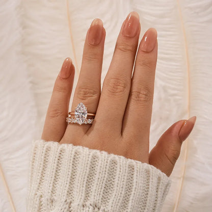 Pure Devotion 4.0ct Marquise Cut Wedding Set in Sterling Silver