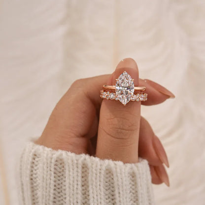 Pure Devotion 4.0ct Marquise Cut Wedding Set in Sterling Silver