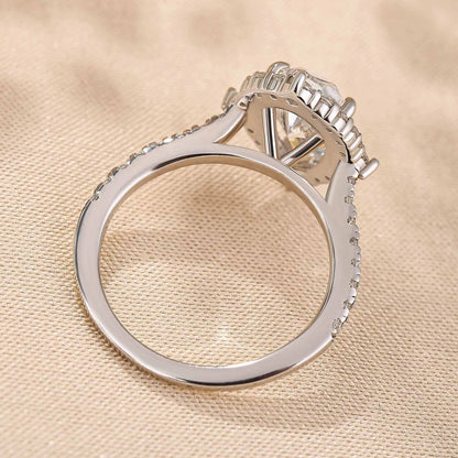 Majestic Bloom 3.0 Carat Pear Cut Engagement Ring in Sterling Silver