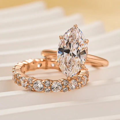 Pure Devotion 4.0ct Marquise Cut Wedding Set in Sterling Silver