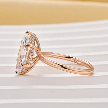 Majestic Bloom 3.0 Carat Marquise Cut Engagement Ring in Sterling Silver
