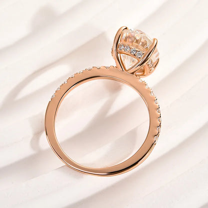 Majestic Bloom 4.0 Carat Oval Cut Engagement Ring in Sterling Silver