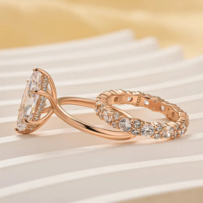Pure Devotion 4.0ct Marquise Cut Wedding Set in Sterling Silver