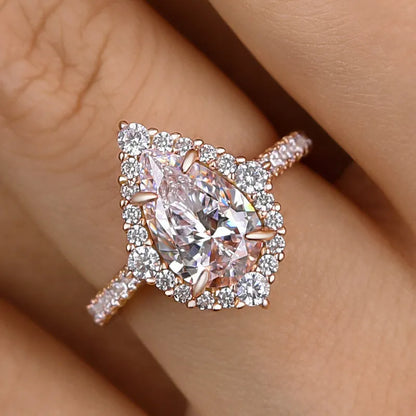 Majestic Bloom 3.0 Carat Pear Cut Engagement Ring in Sterling Silver