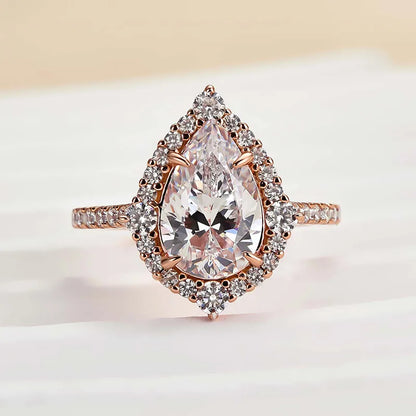 Majestic Bloom 3.0 Carat Pear Cut Engagement Ring in Sterling Silver