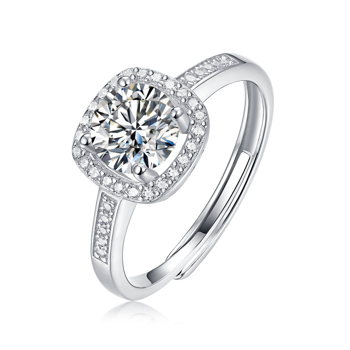 Elegant Allure 0.5-1CT Cushion - Cut Square Moissanite Ring in Sterling Silver 925