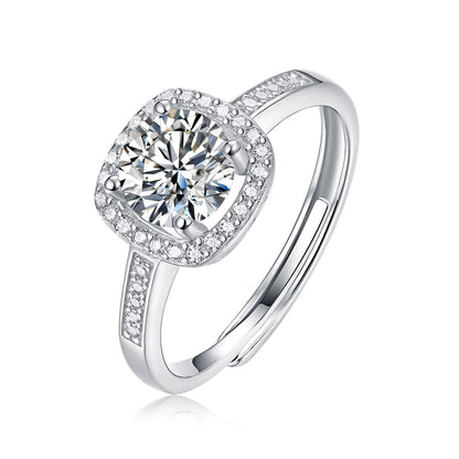 Elegant Allure 0.5-1CT Cushion - Cut Square Moissanite Ring in Sterling Silver 925
