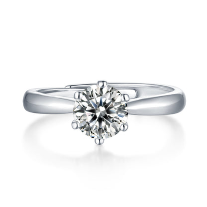 Timeless Radiance 2 Karat runder Moissanit-Solitärring aus Sterlingsilber 925 – größenverstellbar