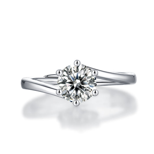 Serene Radiance 1CT Round Moissanite Solitaire Ring in Sterling Silver 925
