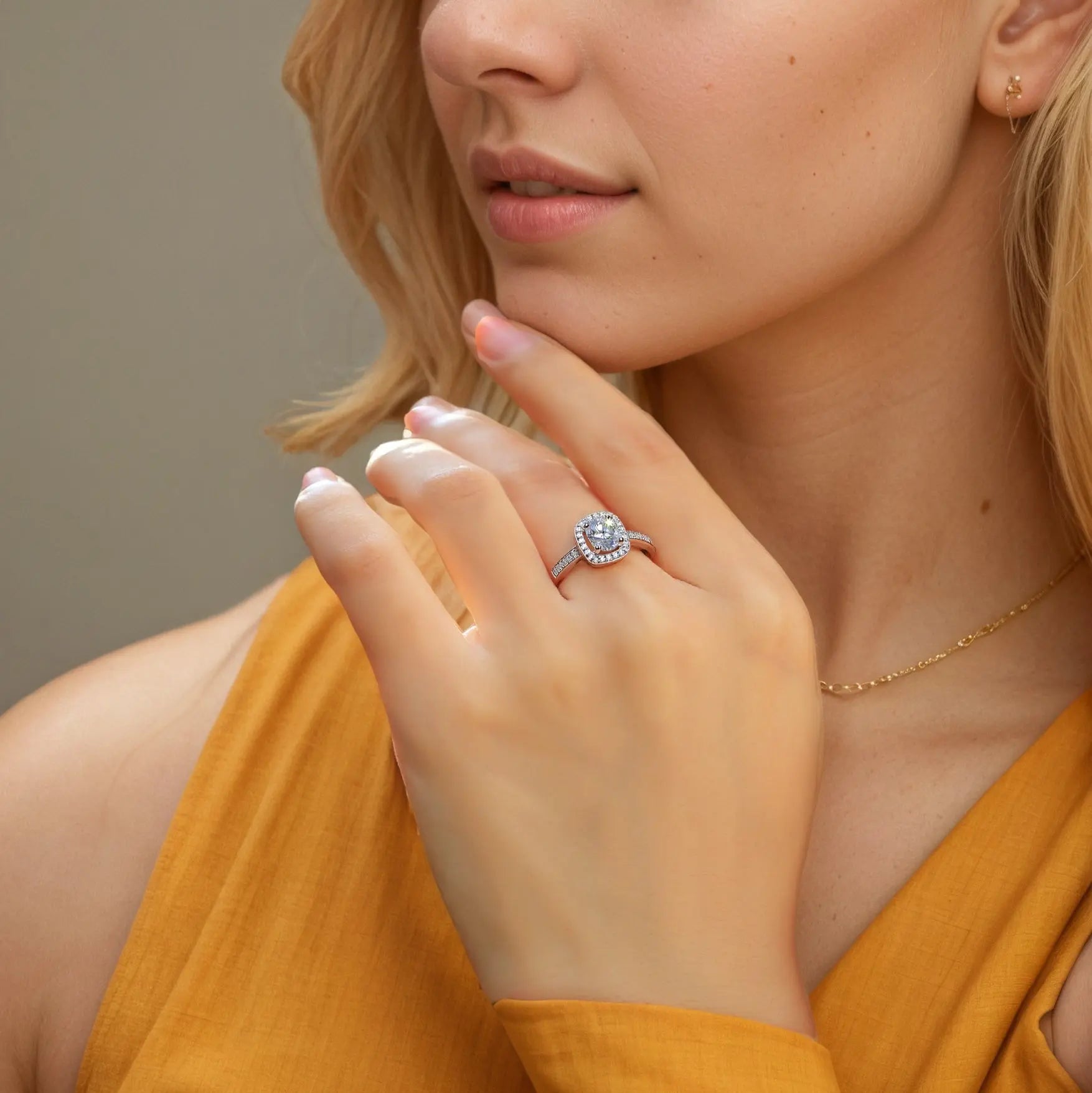 Elegant Allure 0.5-1CT Cushion - Cut Square Moissanite Ring in Sterling Silver 925