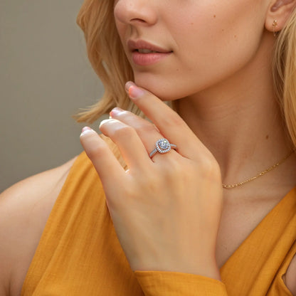 Elegant Allure 0.5-1CT Cushion - Cut Square Moissanite Ring in Sterling Silver 925