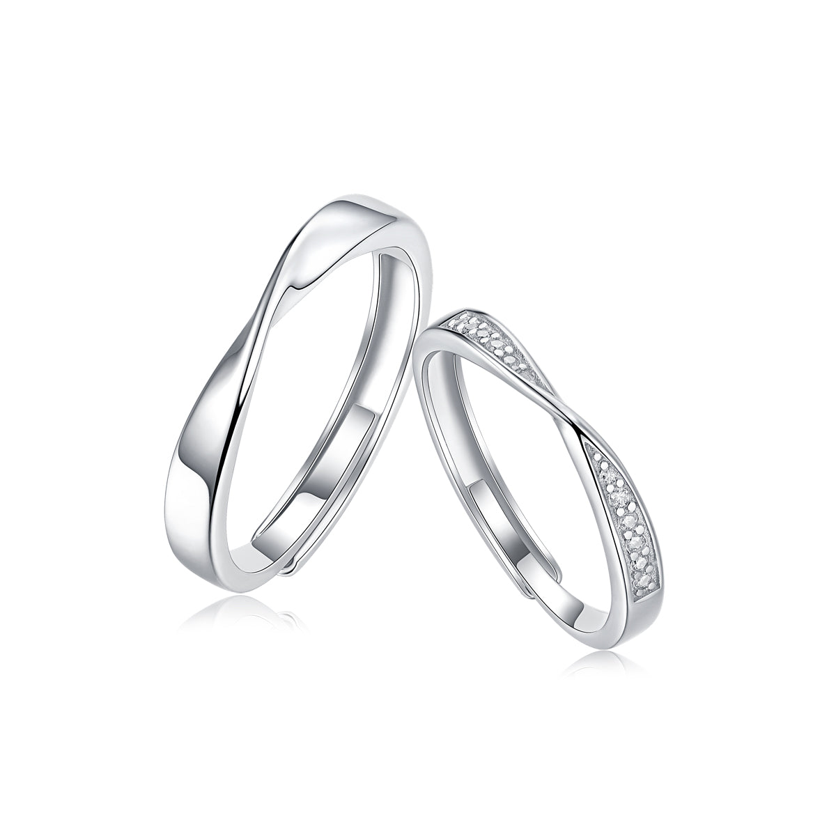 Bonded Hearts Sterling Silver 925 Moissanite Matching Rings