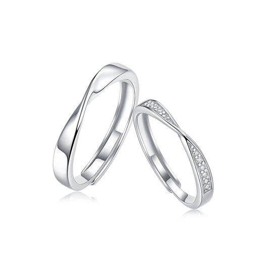 Bonded Hearts Sterling Silver 925 Moissanite Matching Rings
