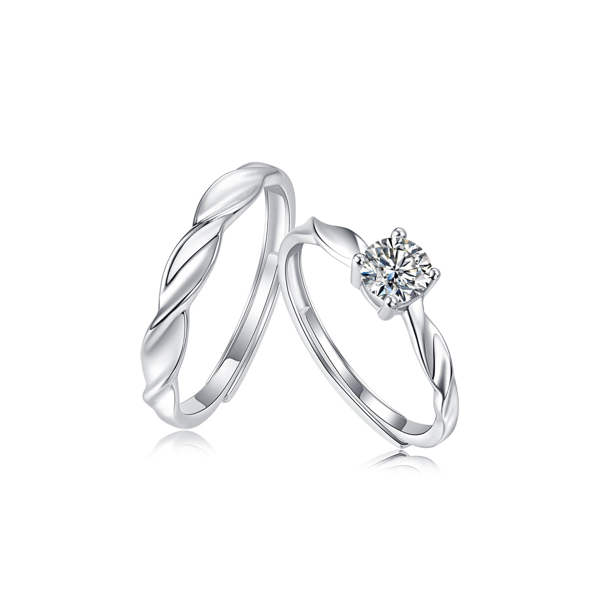 Eternal Vows Sterling Silver 925 Moissanite Matching Rings
