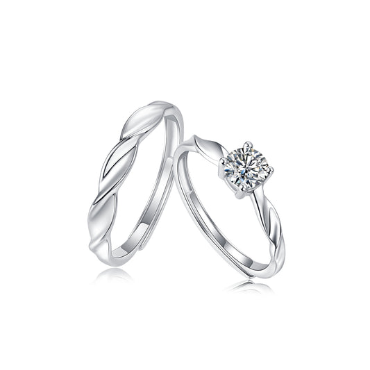 Eternal Vows Sterling Silver 925 Moissanite Matching Rings