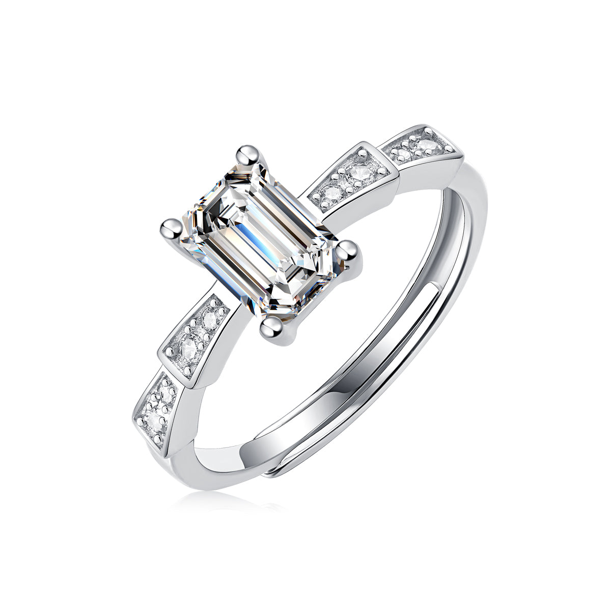 Elegant Bow – Emerald Allure 1 Karat Smaragd – Schliff-Moissanit-Solitärring aus Sterlingsilber 925 – Größenverstellbar