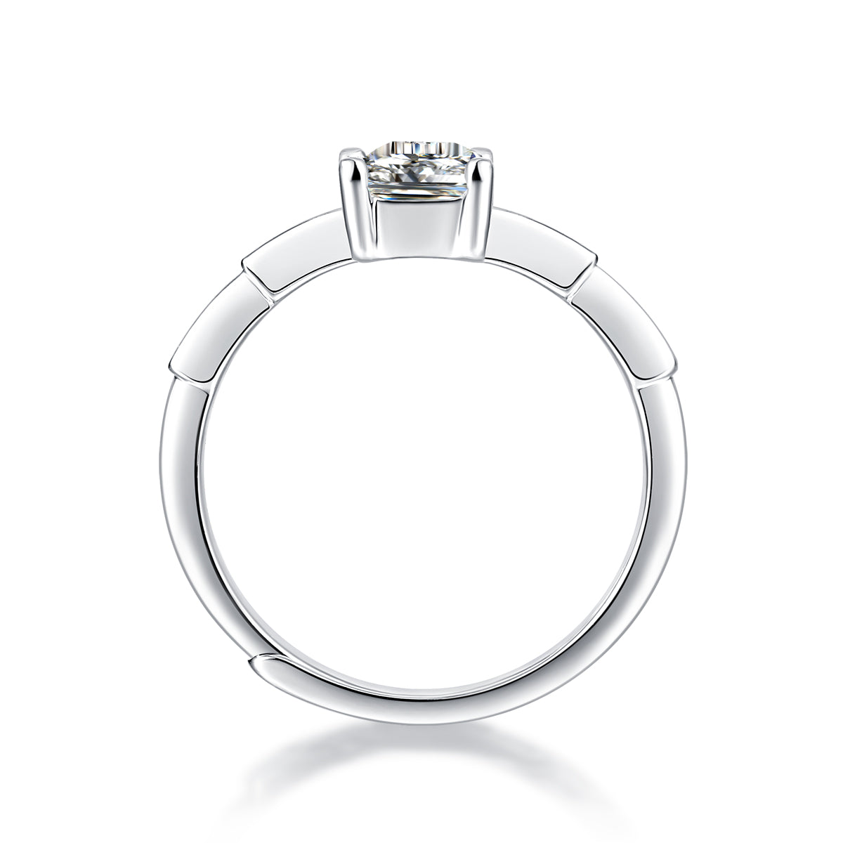 Elegant Bow – Emerald Allure 1 Karat Smaragd – Schliff-Moissanit-Solitärring aus Sterlingsilber 925 – Größenverstellbar