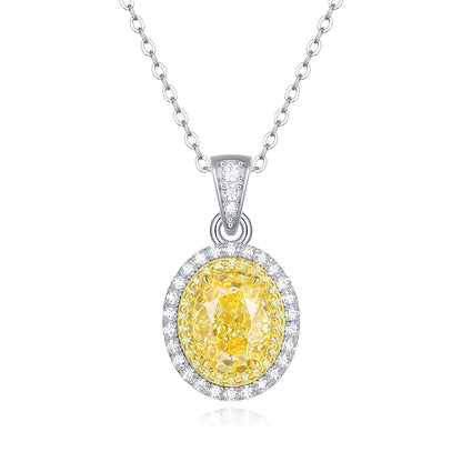 Sunny Elegance Sterling Silver 925 Necklace with 2CT Yellow Oval Moissanite