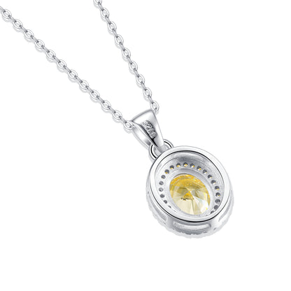 Sunny Elegance Sterling Silver 925 Necklace with 2CT Yellow Oval Moissanite