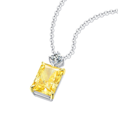 Nostalgic Radiance Sterling Silver 925 Necklace with 3CT Yellow Square Moissanite