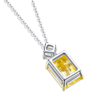 Nostalgic Radiance Sterling Silver 925 Necklace with 3CT Yellow Square Moissanite