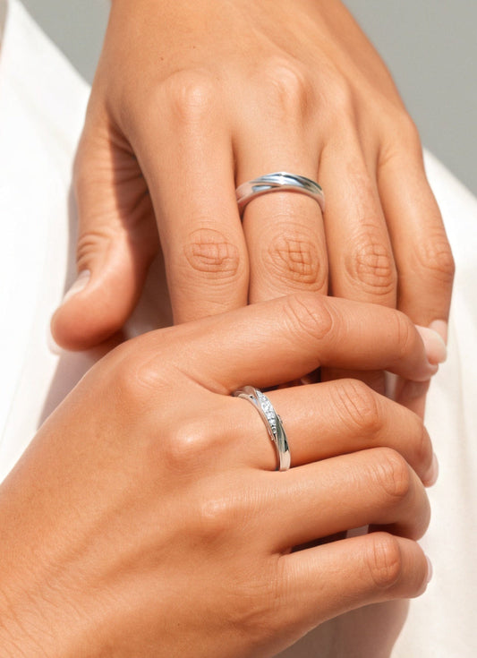 Sleek Harmony Sterling Silver 925 Moissanite Matching Rings