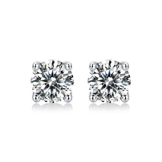 Timeless Sparkle Sterling Silver 925 Stud Earrings with 0.3-5CT Moissanite
