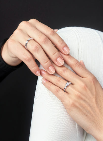 Eternal Vows Sterling Silver 925 Moissanite Matching Rings