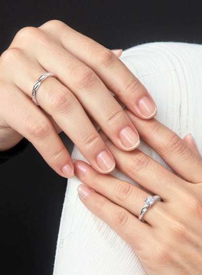 Eternal Vows Sterling Silver 925 Moissanite Matching Rings